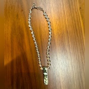 Ocean Jasper and Clear Quartz Necklace w. Stainless Steel Closure